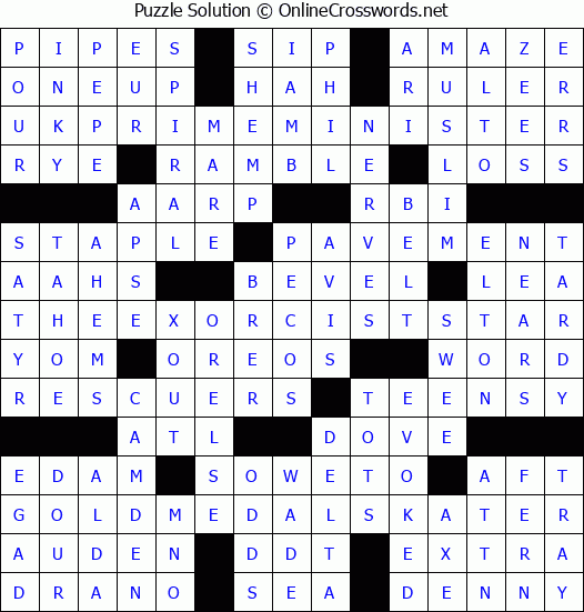 Solution for Crossword Puzzle #4989