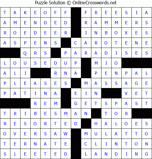 Solution for Crossword Puzzle #4990