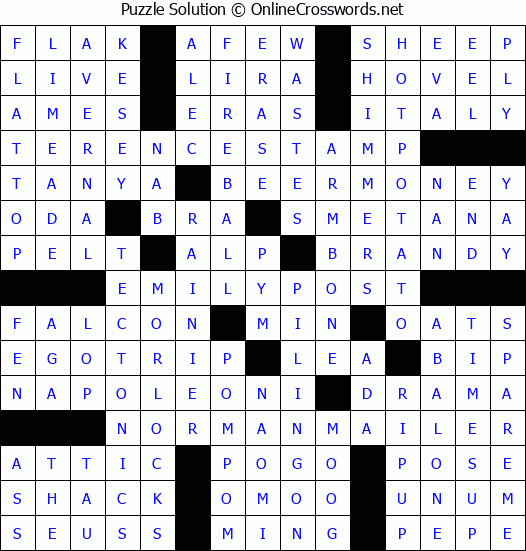 Solution for Crossword Puzzle #4992
