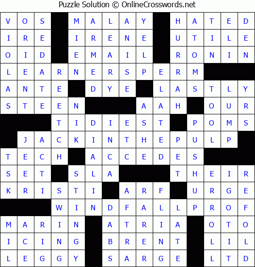 Solution for Crossword Puzzle #4994