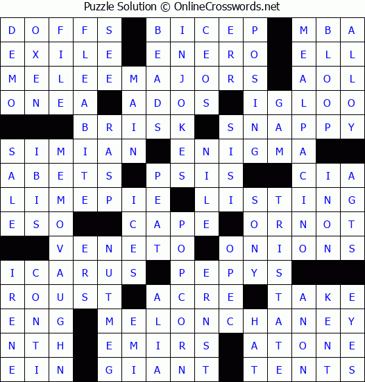 Solution for Crossword Puzzle #4996