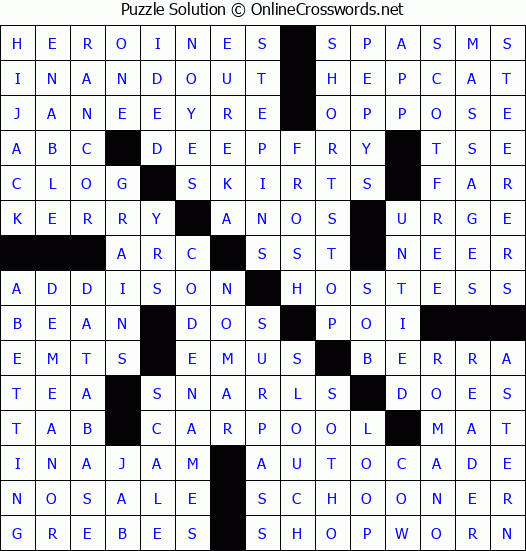Solution for Crossword Puzzle #4998