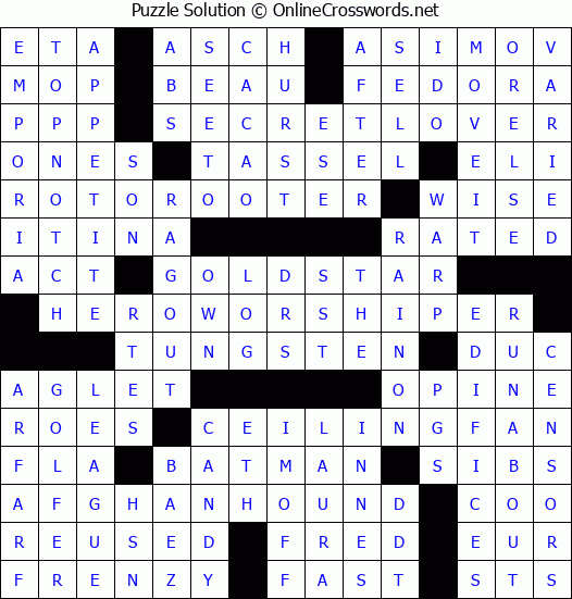 Solution for Crossword Puzzle #5002