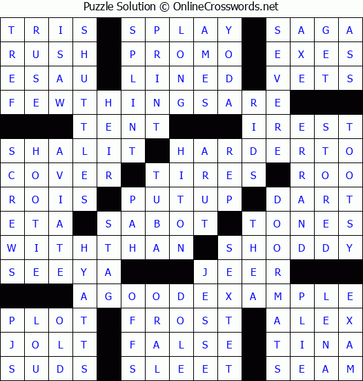 Solution for Crossword Puzzle #5015