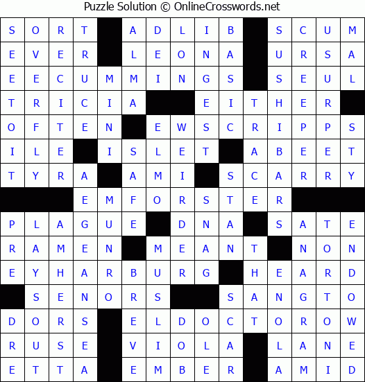 Solution for Crossword Puzzle #5017