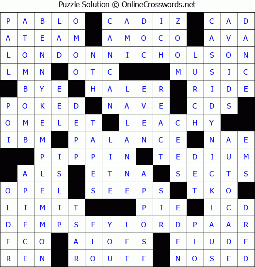Solution for Crossword Puzzle #5018