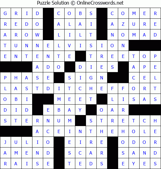 Solution for Crossword Puzzle #5019