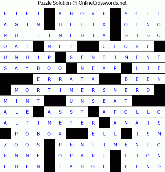 Solution for Crossword Puzzle #5020