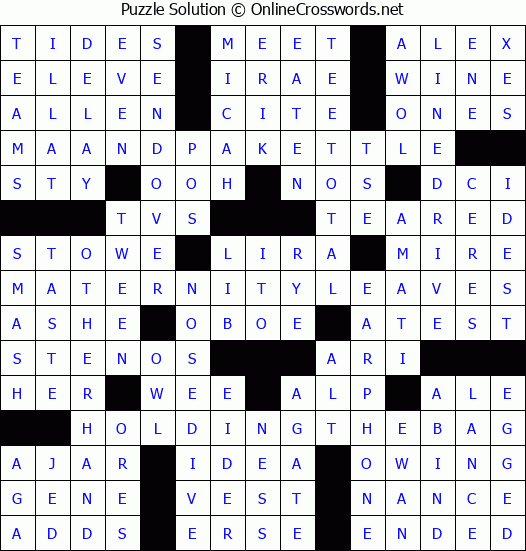 Solution for Crossword Puzzle #5021