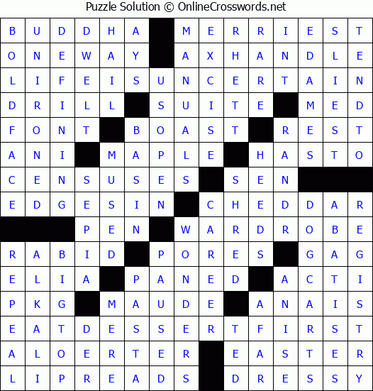 Solution for Crossword Puzzle #5023