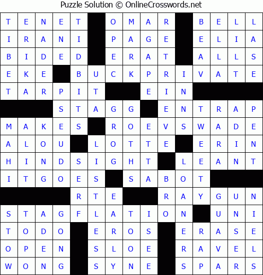 Solution for Crossword Puzzle #5025