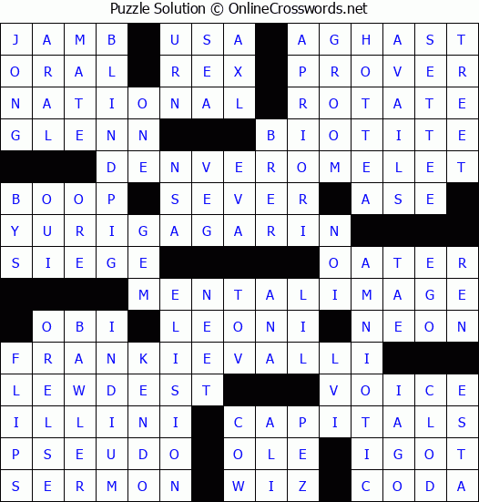 Solution for Crossword Puzzle #5026