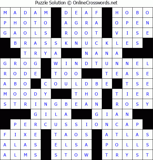 Solution for Crossword Puzzle #5027