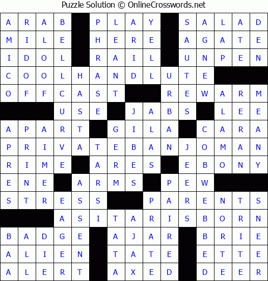 Solution for Crossword Puzzle #5029