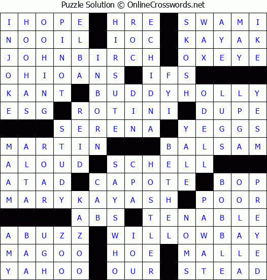 Solution for Crossword Puzzle #5030