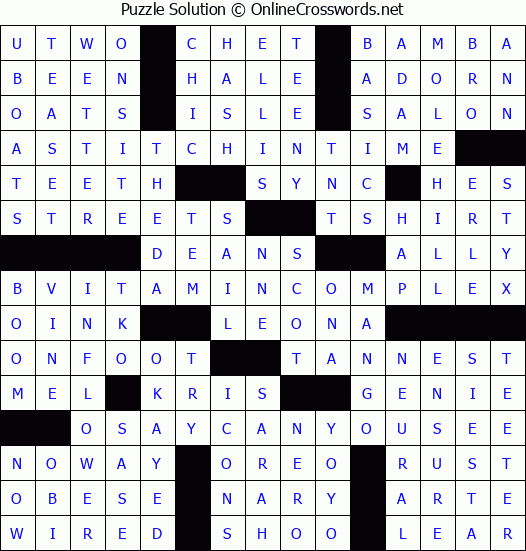 Solution for Crossword Puzzle #5031
