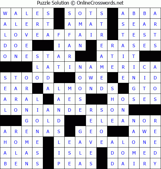 Solution for Crossword Puzzle #5034