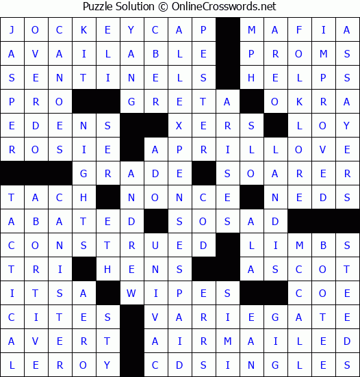Solution for Crossword Puzzle #5036