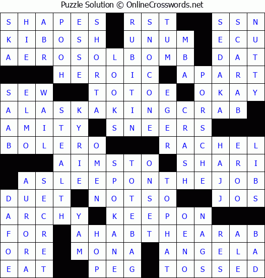 Solution for Crossword Puzzle #5038