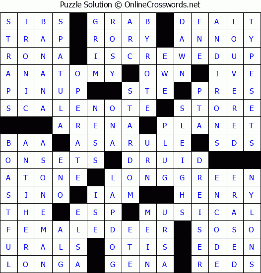 Solution for Crossword Puzzle #5039