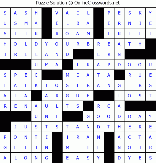 Solution for Crossword Puzzle #5040