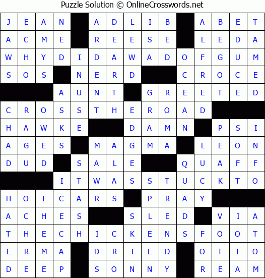 Solution for Crossword Puzzle #5041