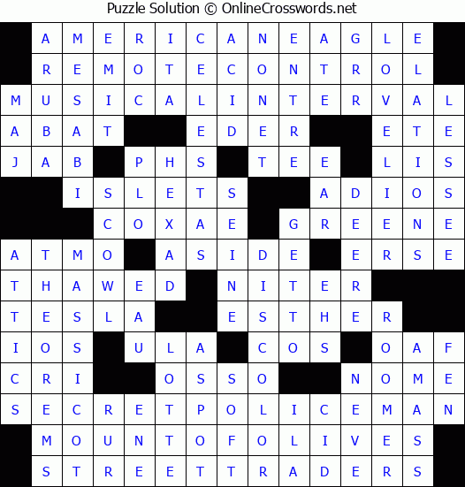Solution for Crossword Puzzle #5043