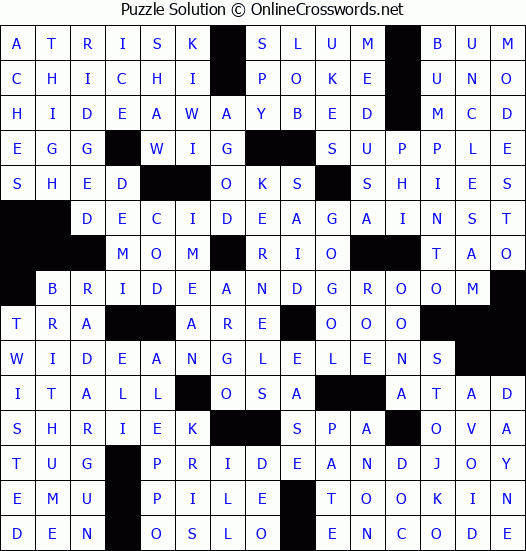 Solution for Crossword Puzzle #5044