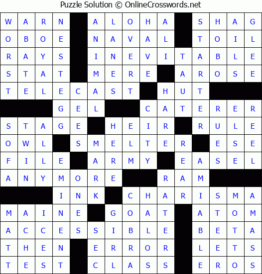Solution for Crossword Puzzle #50456