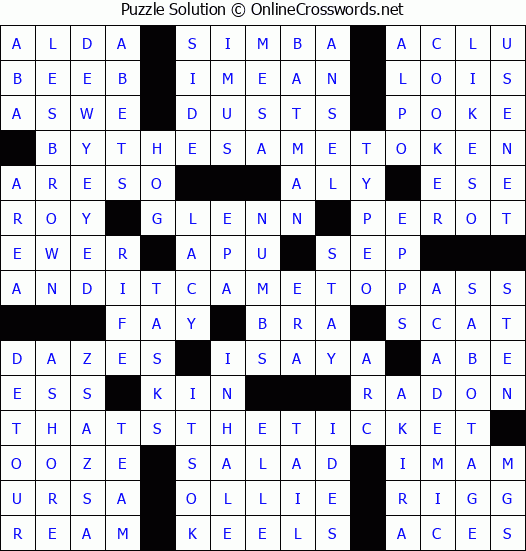 Solution for Crossword Puzzle #5047