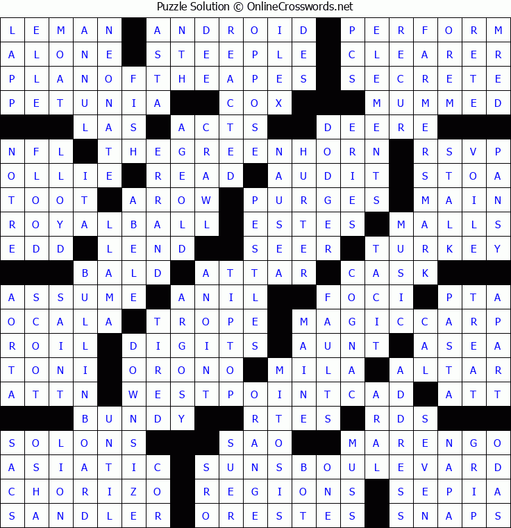 Solution for Crossword Puzzle #5067