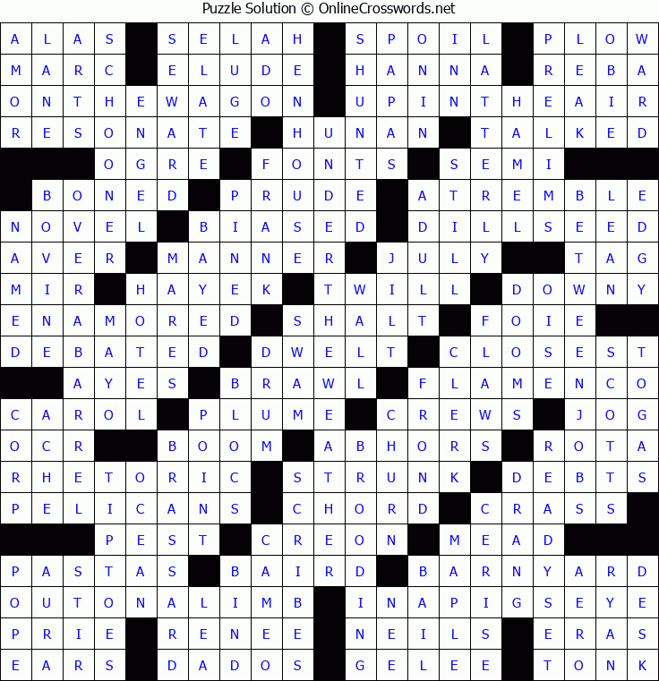 Solution for Crossword Puzzle #5076