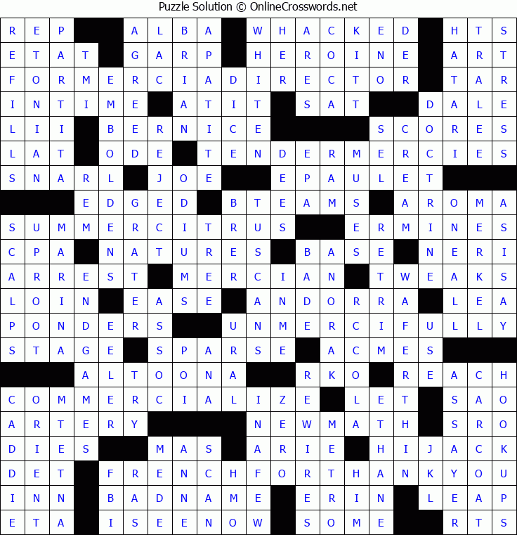 Solution for Crossword Puzzle #5092