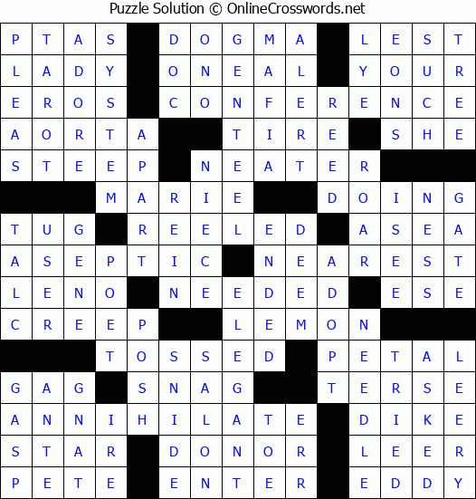 Solution for Crossword Puzzle #50950
