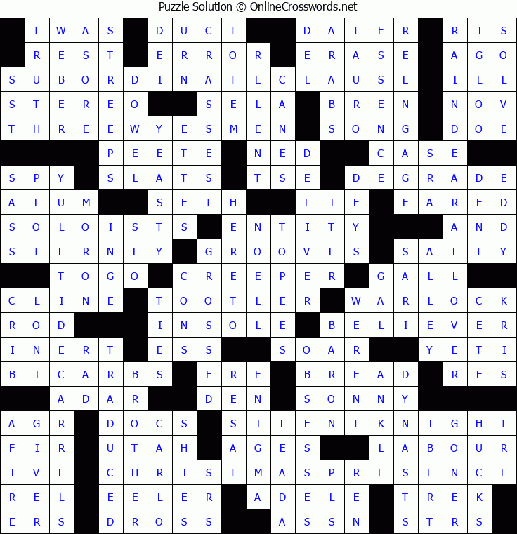Solution for Crossword Puzzle #5097