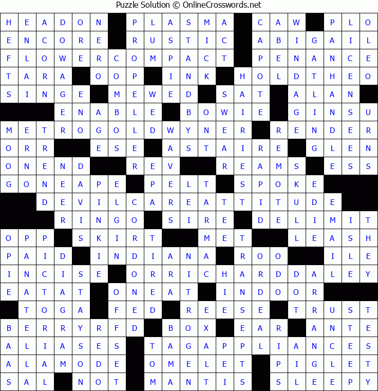 Solution for Crossword Puzzle #5116