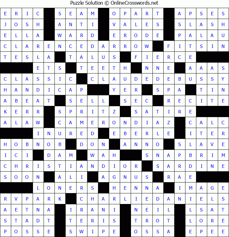 Solution for Crossword Puzzle #5130