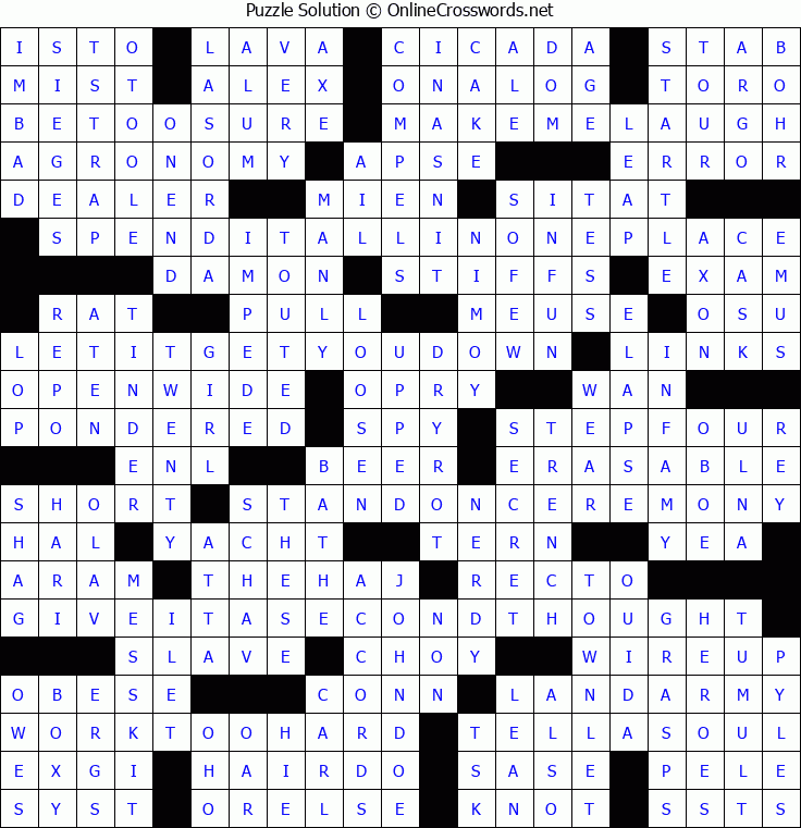 Solution for Crossword Puzzle #5152