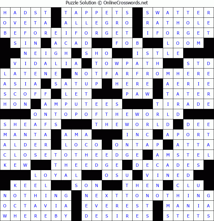 Solution for Crossword Puzzle #5177