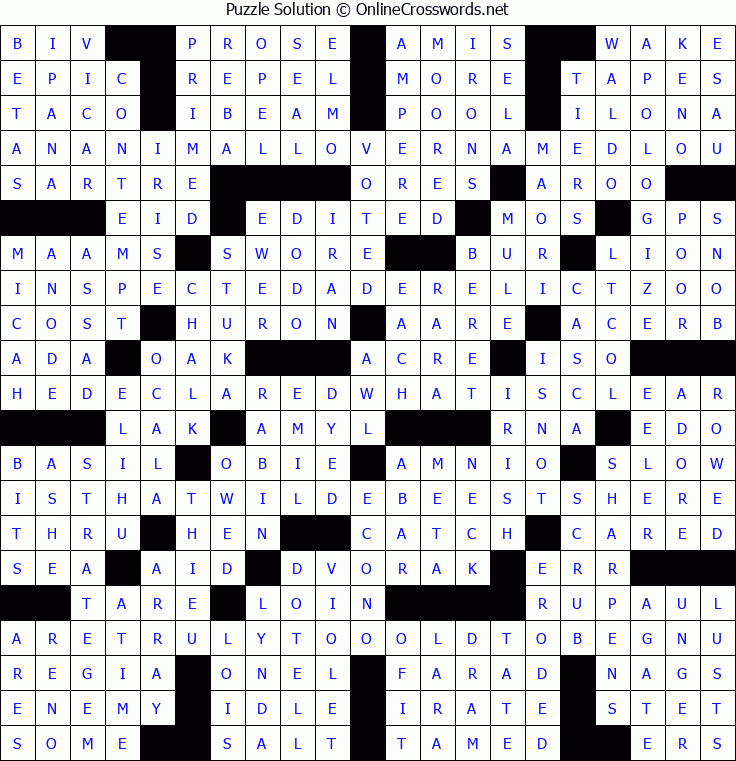 Solution for Crossword Puzzle #5183