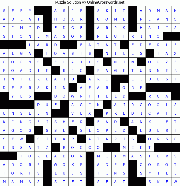 Solution for Crossword Puzzle #5186