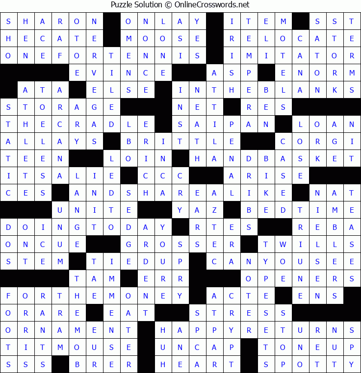 Solution for Crossword Puzzle #5196