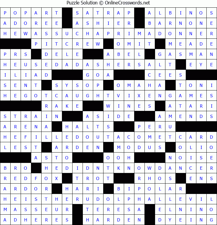 Solution for Crossword Puzzle #5199