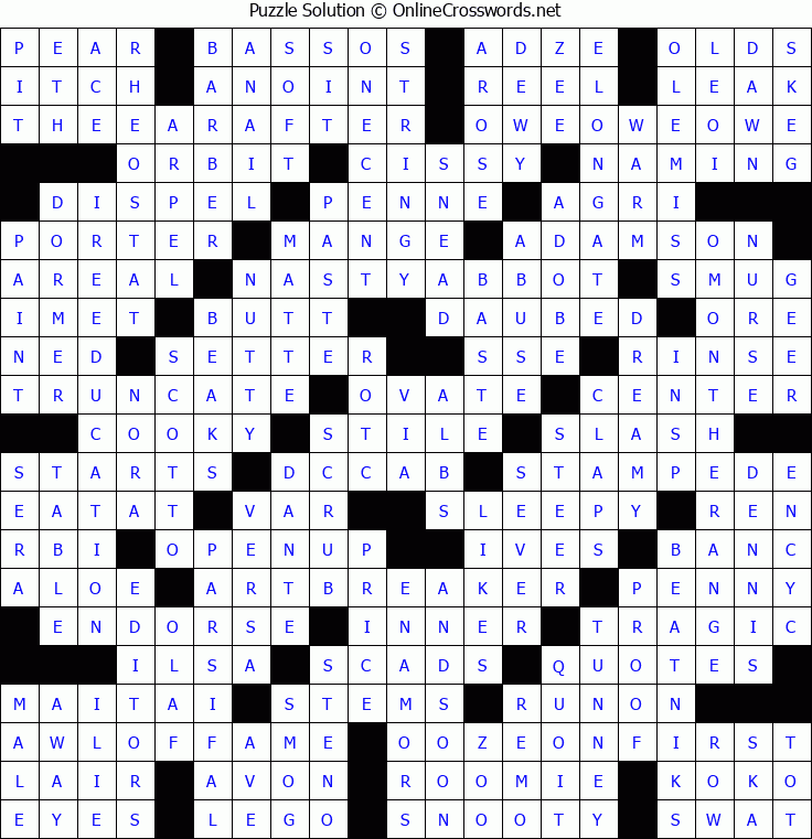 Solution for Crossword Puzzle #5201