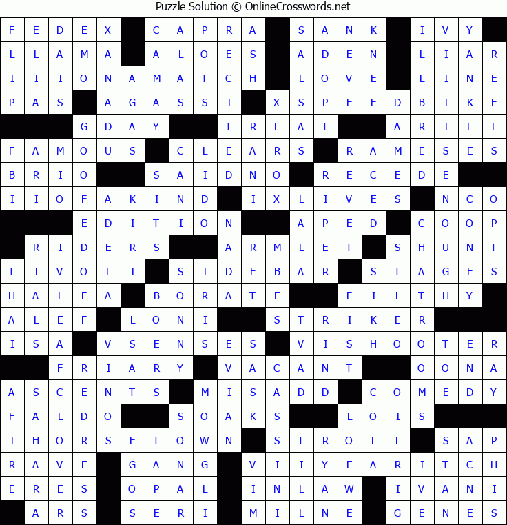 Solution for Crossword Puzzle #5204