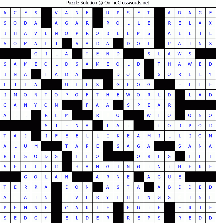 Solution for Crossword Puzzle #5212