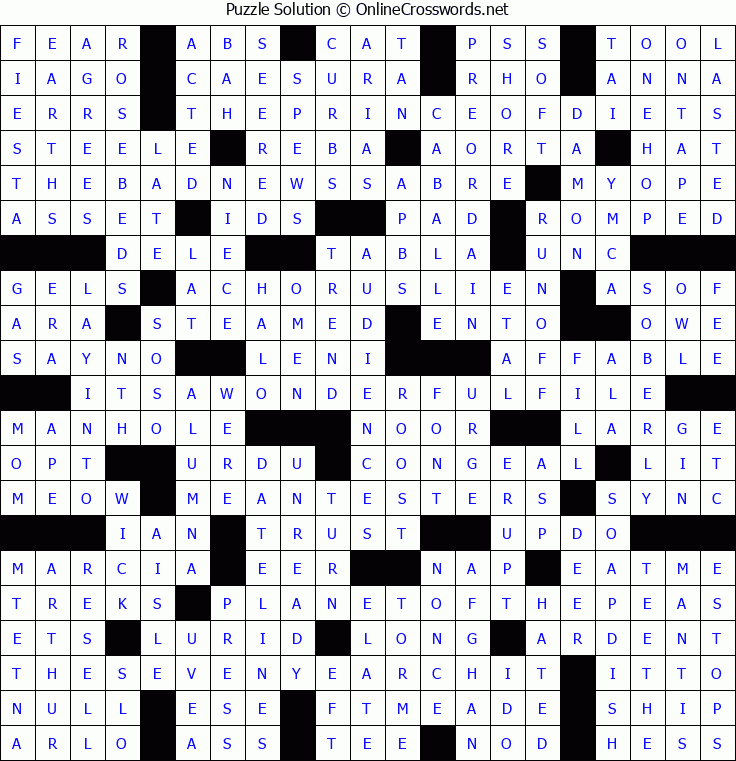 Solution for Crossword Puzzle #5214