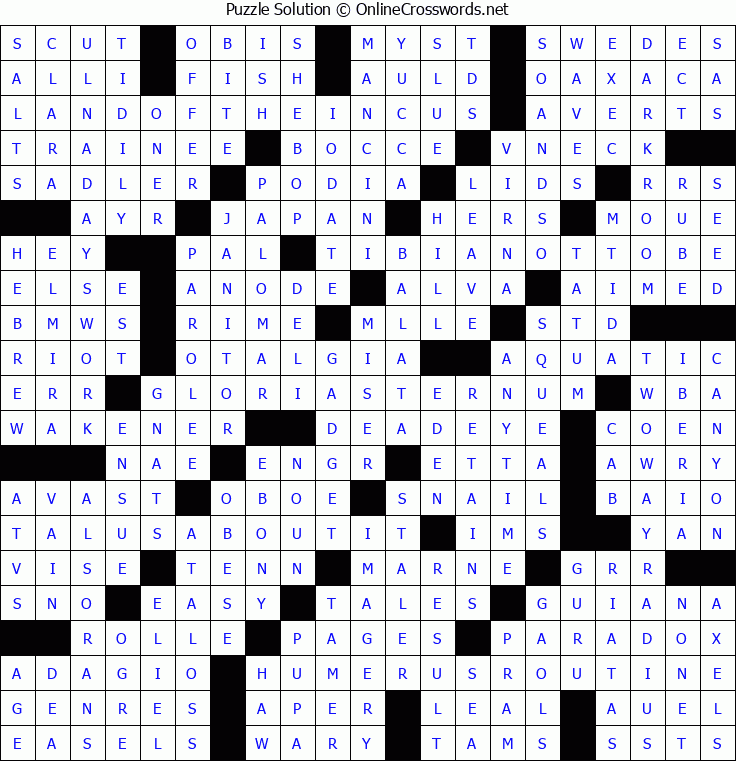 Solution for Crossword Puzzle #5216