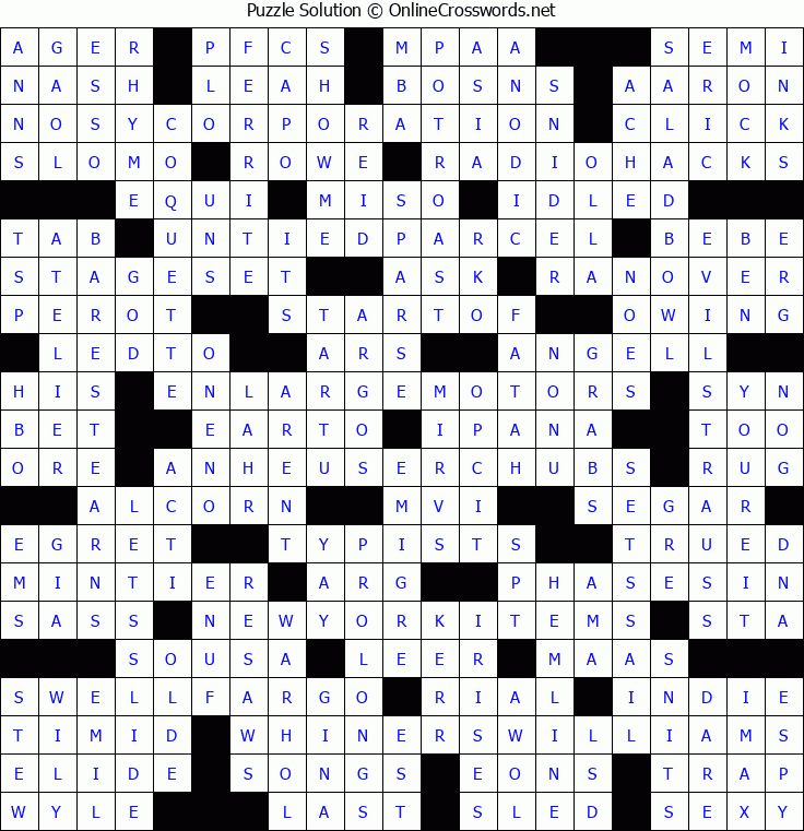 Solution for Crossword Puzzle #5224