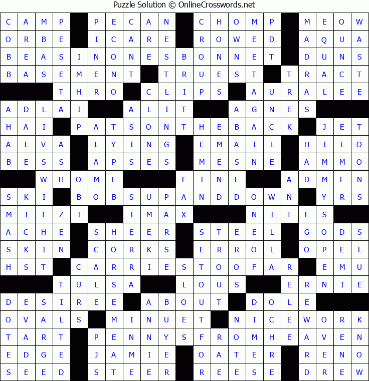 Solution for Crossword Puzzle #5229